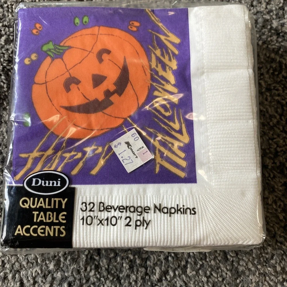 Vintage Duni Halloween Beverage / Lunch Napkins Plates Unopened Party NOS MTC
